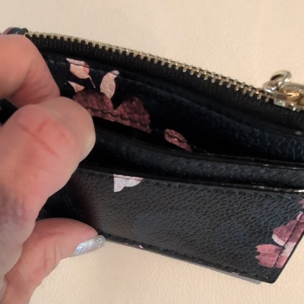 Victoria's Secret Black and Pink Floral Card Holder